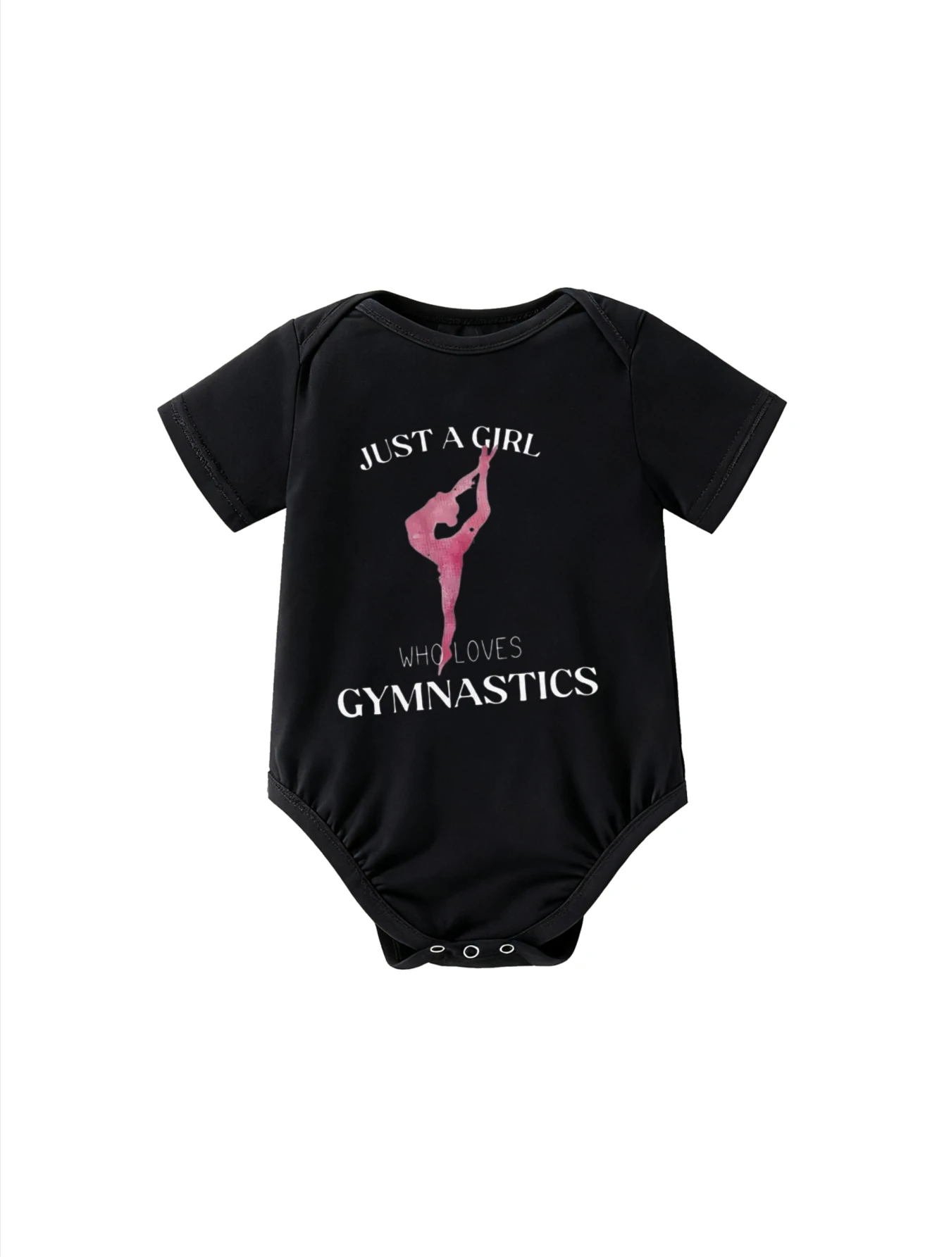 

​Baby Bodysuit Short Sleeve Gymnastics Silhouette with Just a Girl Who Loves Text for Newborn Boys Girls Sports Passion Outfit​