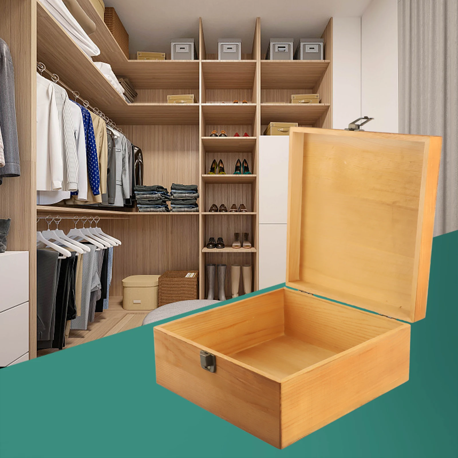 Wooden Storage Box Pine Rectangular Flip Solid Wood Gift Box Handmade Craft Case Organizer Container Case For Home Storage Decor