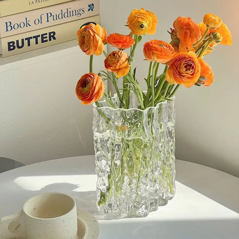 

Nordic Style Glass Vase Creative Glacier Transparent Vase Plant Vases Hydroponic Flower Home Living Room Decoration Accessories