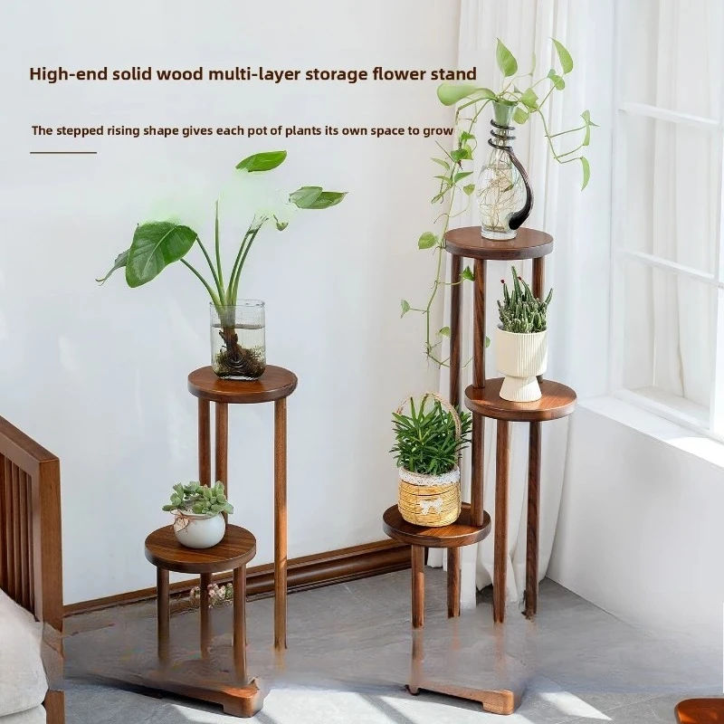 LMM1 ebony indoor living room balcony multi-layer flower stand light luxury succulent dill flower pot stand