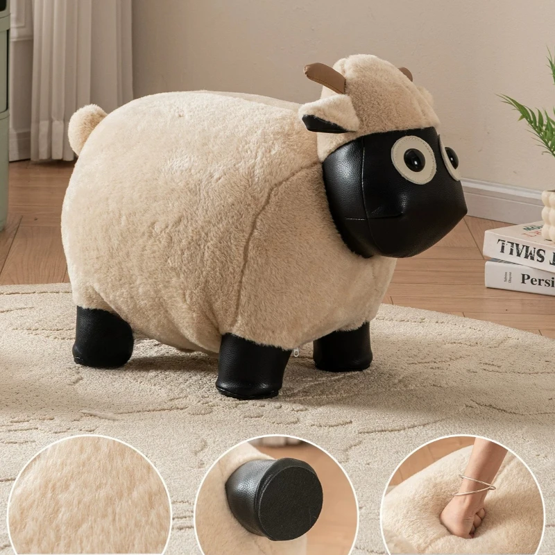 Creative Lamb Stools Wooden Frame Durable Comfortable Stools Cute Cartoon Birthday Present Chairs Living Room Furniture