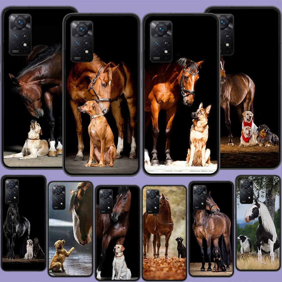 Domineering Cool Horses And Dogs Phone Case For Redmi Note 13 5G Plus 12C 12 10A 10C 10 9 8 9A 9C 9T 8A S2 K60 K70 Pro 7 7A 6 6A