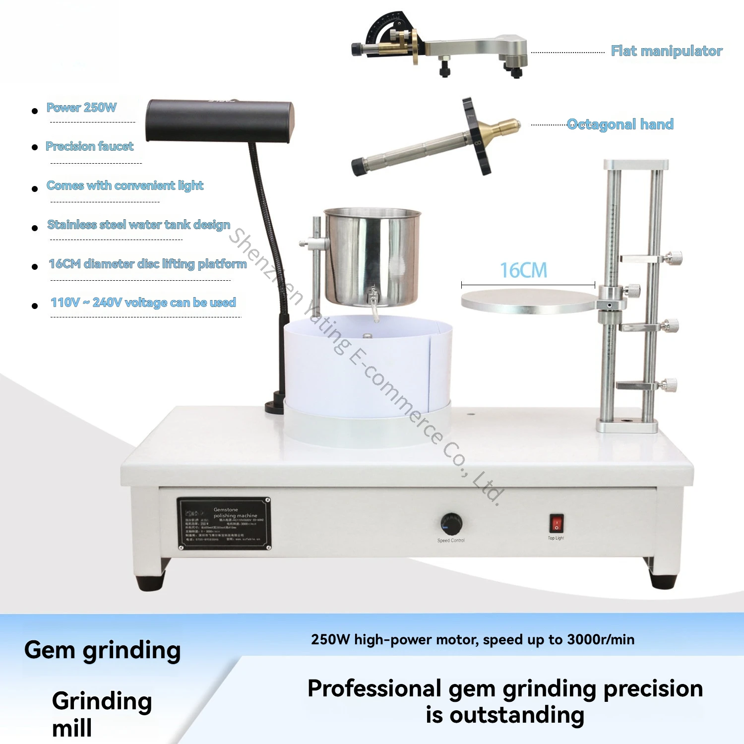 Gem Grinder Octagonal Hand Faceted Angle Machine Polishing and Grinding Robot Sticking Stone Rod Gem Processing FJM-2014U