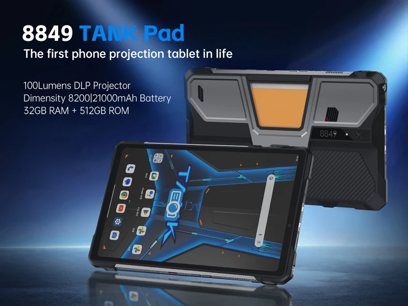 8849 TANK PAD Unihertz Projetor Robusto Tablet Smartphone 10,95