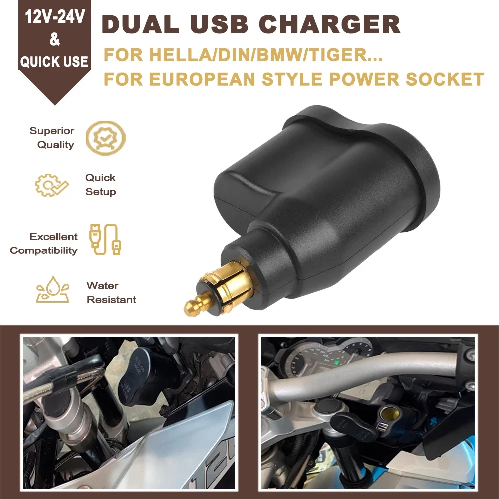 

Universal Motorcycle Dual Power USB Charger Adapter Plug Socket Waterproof For BMW R1250GS R1200GS F800GS F850GS R 1250 1200 GS
