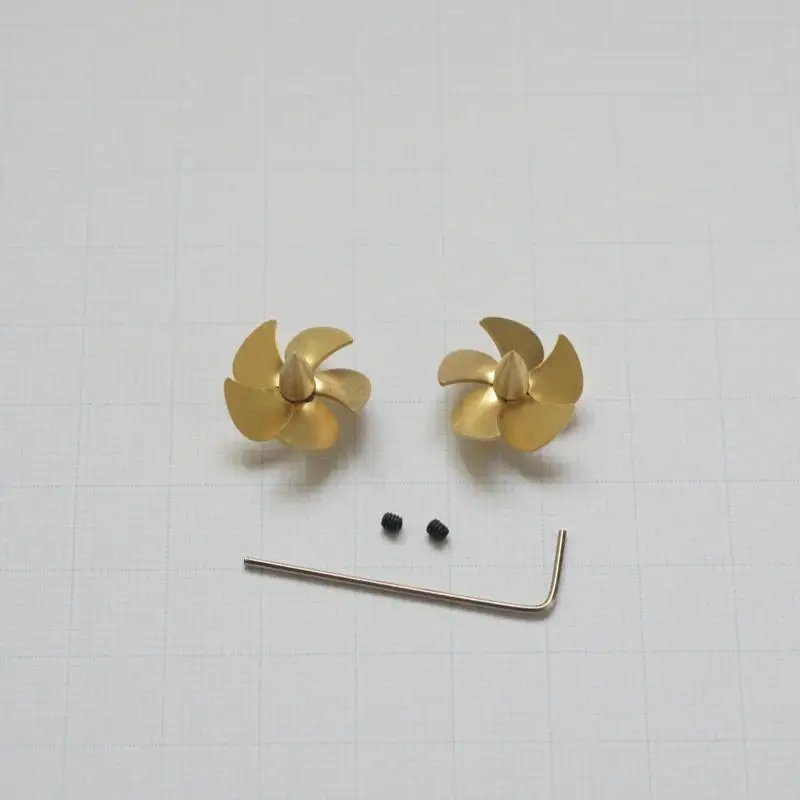 RC Boat Copper Propeller 5 Blade 16mm 2mm Shaft Hole Left Right Pair