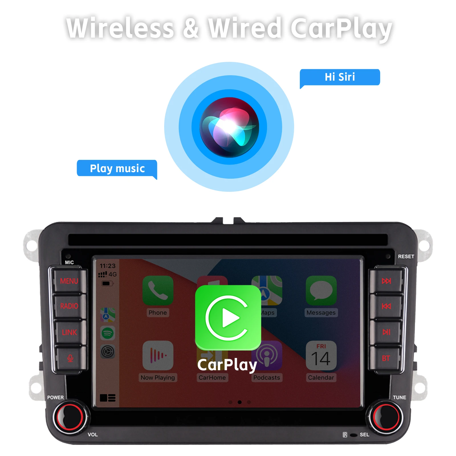 7Inch 2Din Car Radio for VW Volkswagen Golf Polo Passat b7 CC seat Beetle Jetta Touran Skoda with Wireless Carplay Android Auto