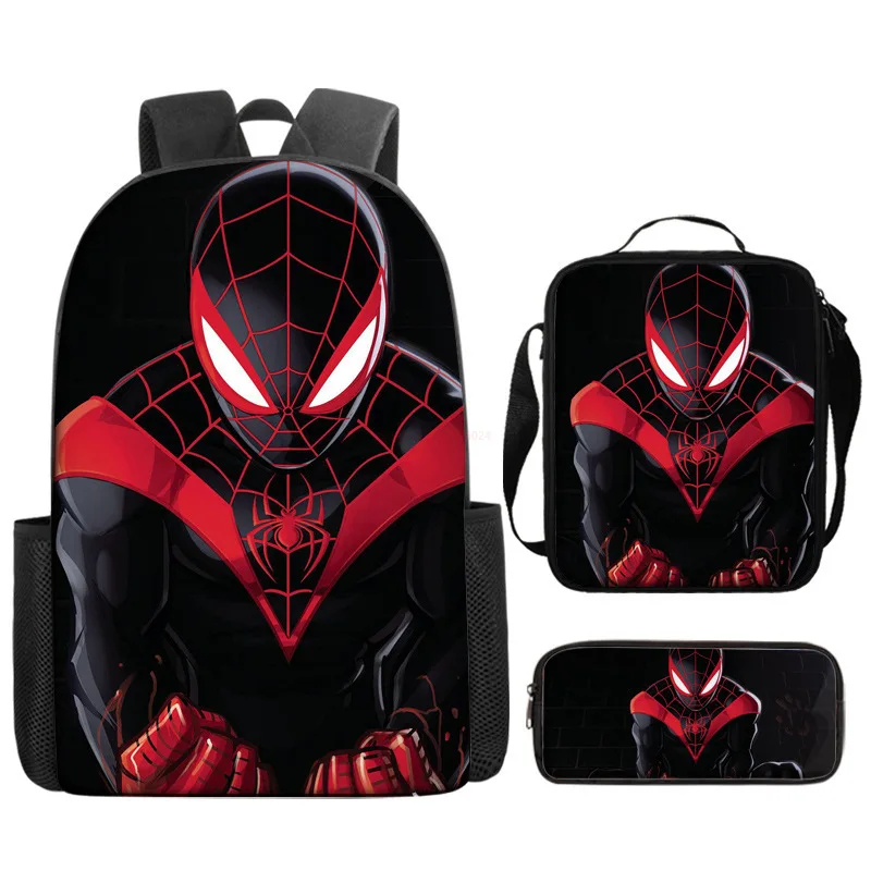 

3pcs/set Spider Man Students Backpack Pencil Case Lunch Bag Kids Wear-resistant Air Cushion Harness Waterproof Schoolbag