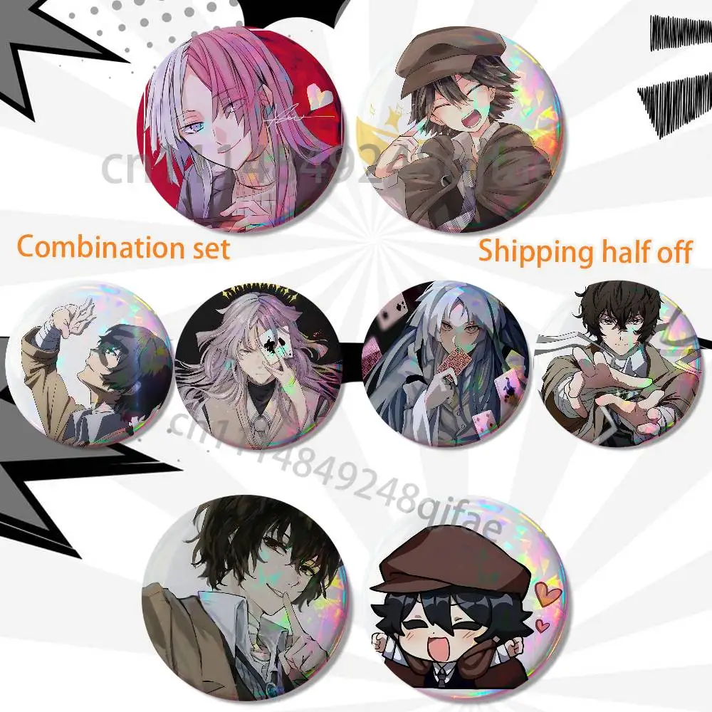 Sigma Osamu Dazai Bungo Stray Dogs 2 piece set Badges On Backpack Jacket Cartoon Round Brooches Acrylic Button Pins Collection