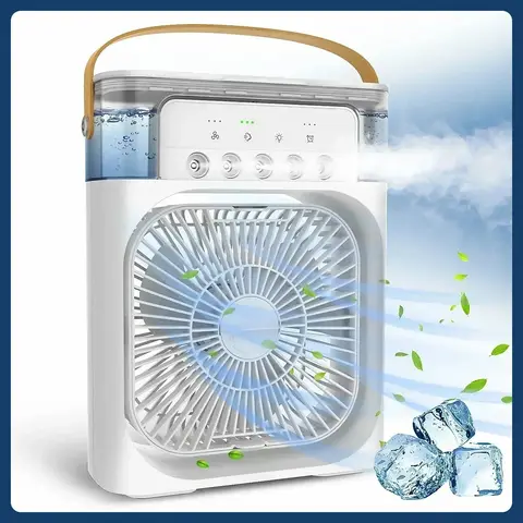 Home 3-in-1 Portable Fan Air Conditioner - Hot Sale! USB Powered with Humidifier & LED Night Light