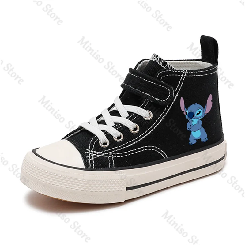 Leinwand Kinder drucken Sport Jungen Tennis schuhe Kinder Mädchen Lilo Stich Mädchen High-Top Disney Casual Cartoon Komfort Schuhe