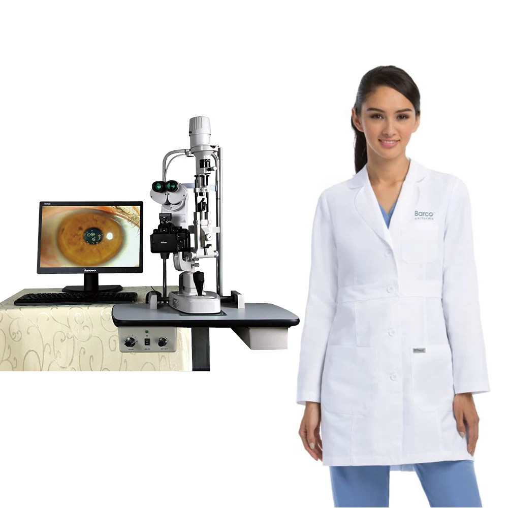 Ophthalmic 3 Steps 10X, 16X, 25X Magnification Slit Lamp HS type Slit Lamp with Applanation Tonometer + Table +Teaching Tube