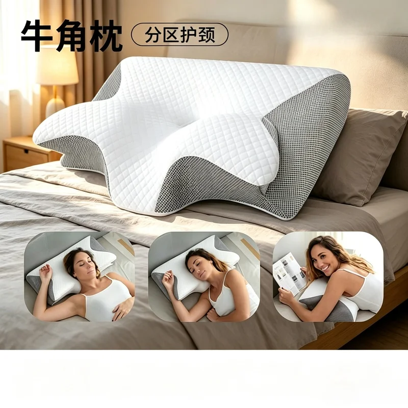 Soft Lightweight Ergonomic Cotton Support Pillow Comfort Sleeping Cushion for Side Back Stomach Sleepers