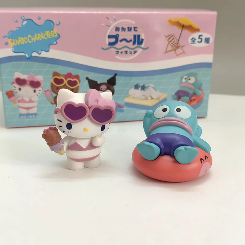 مرحبا كيتي سانريو 5 سنتيمتر الشكل كورومي سينامورول الصيف السباحة دائرة الآيس كريم أنيمي دمية Kawaii هدايا عيد الميلاد للأطفال