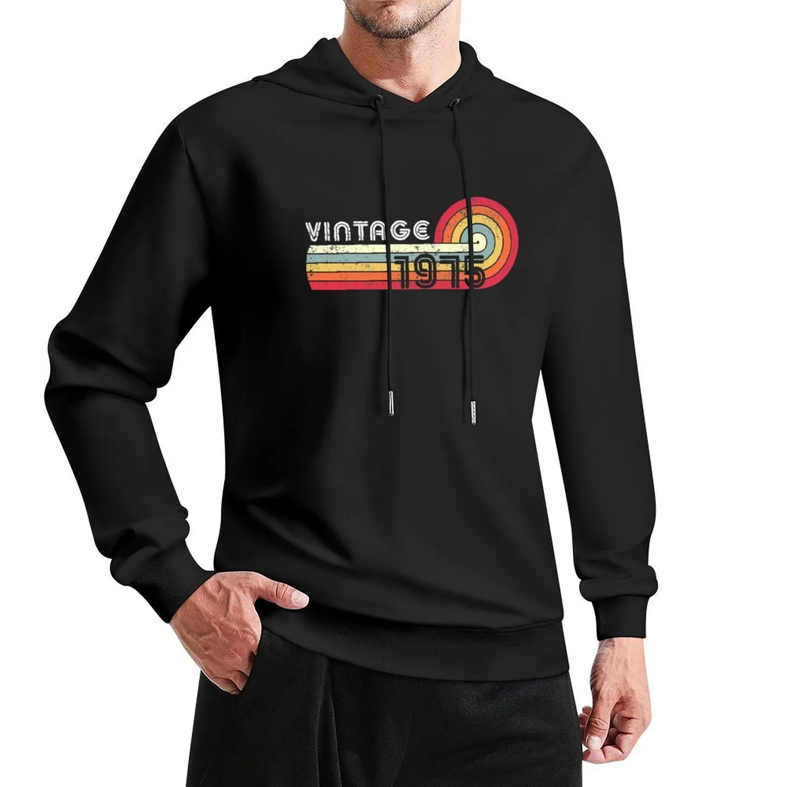 

Vintage 1975 Retro Pullover Hoodie mens clothing men's winter sweater graphic t shirts men hooded shirt men's hoodies
