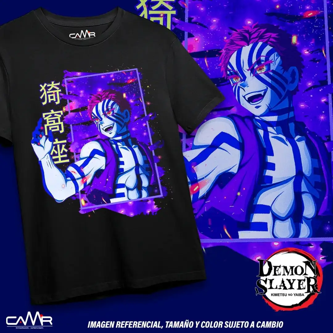 

Akaza Kimetsu no Yaiba T-Shirt Demon Slayer Tanjiro Unisex Black Tshirt All Size