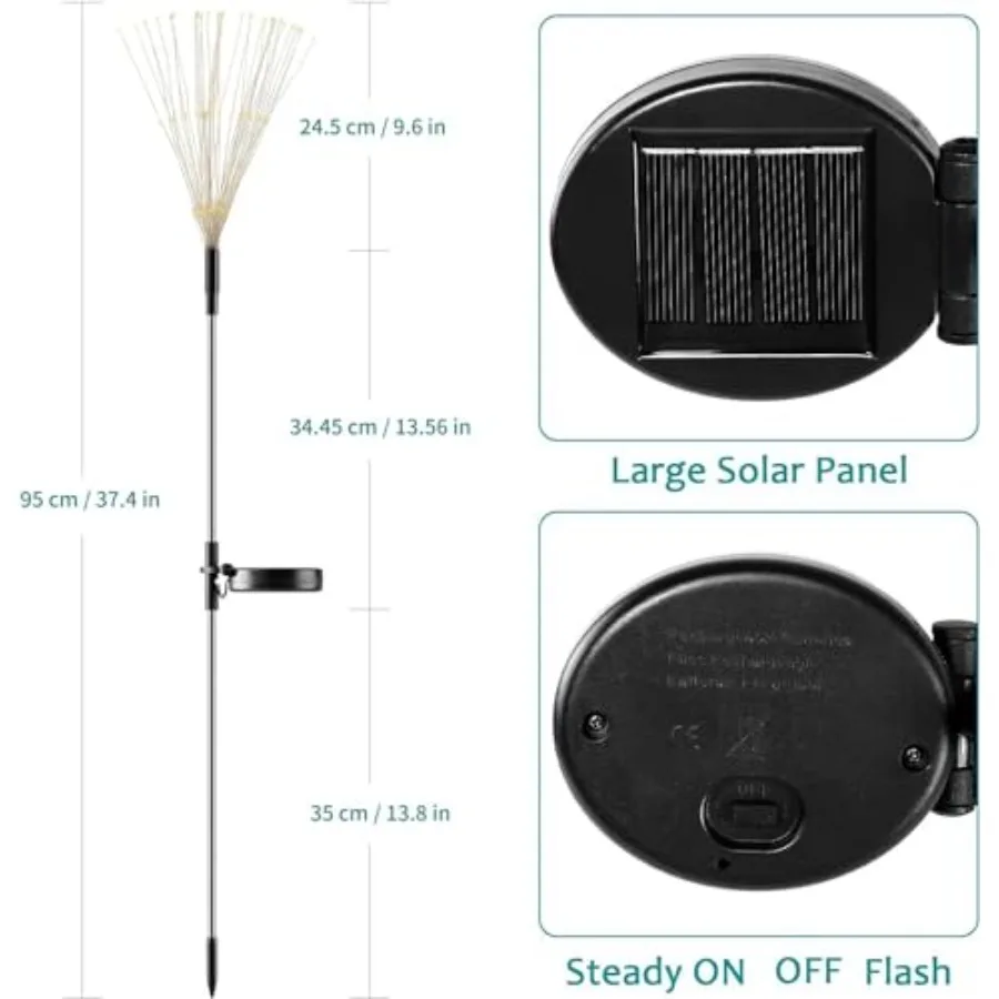 Solar Firework Lights, Lighting Modes Solar Lights Outdoor Waterproof for Garden Patio Walkway Pathway Party Wedding Christmas - view 2