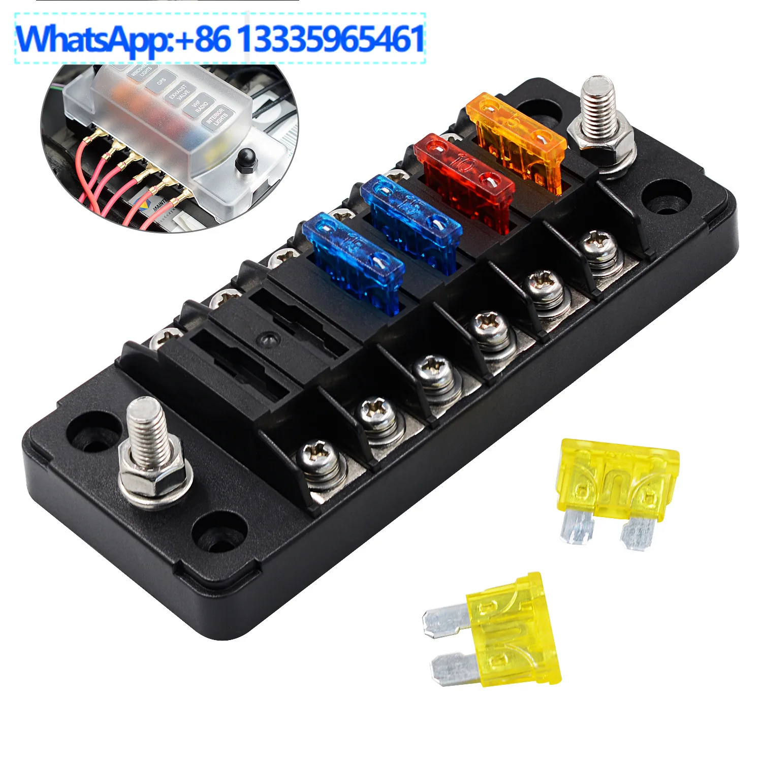 

WUPP автомобильный длинный 6-контактный непросываемый положительный и отрицательный блок предохранителей с 12 предохранителями 1 в 1 на выходе с наклейкой