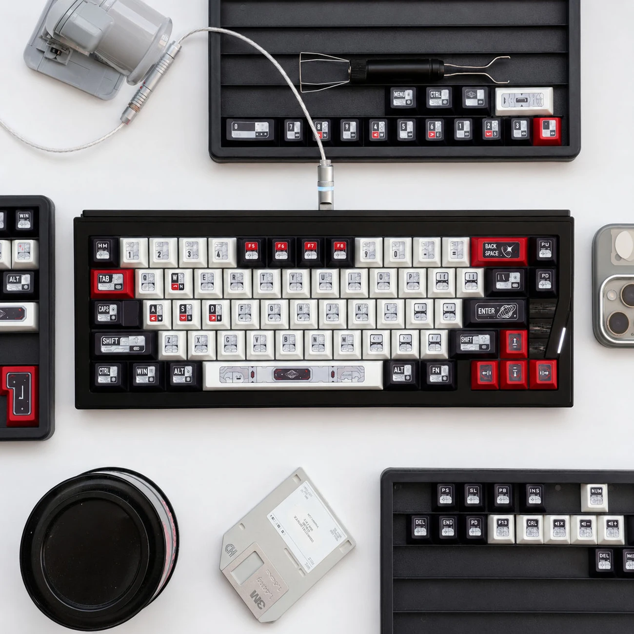 Space Exploration PBT Keycap Set Dye‑Sublimation Cherry Profile Custom Interstellar Sci‑Fi Keycaps For MX Mechanical Keyboard