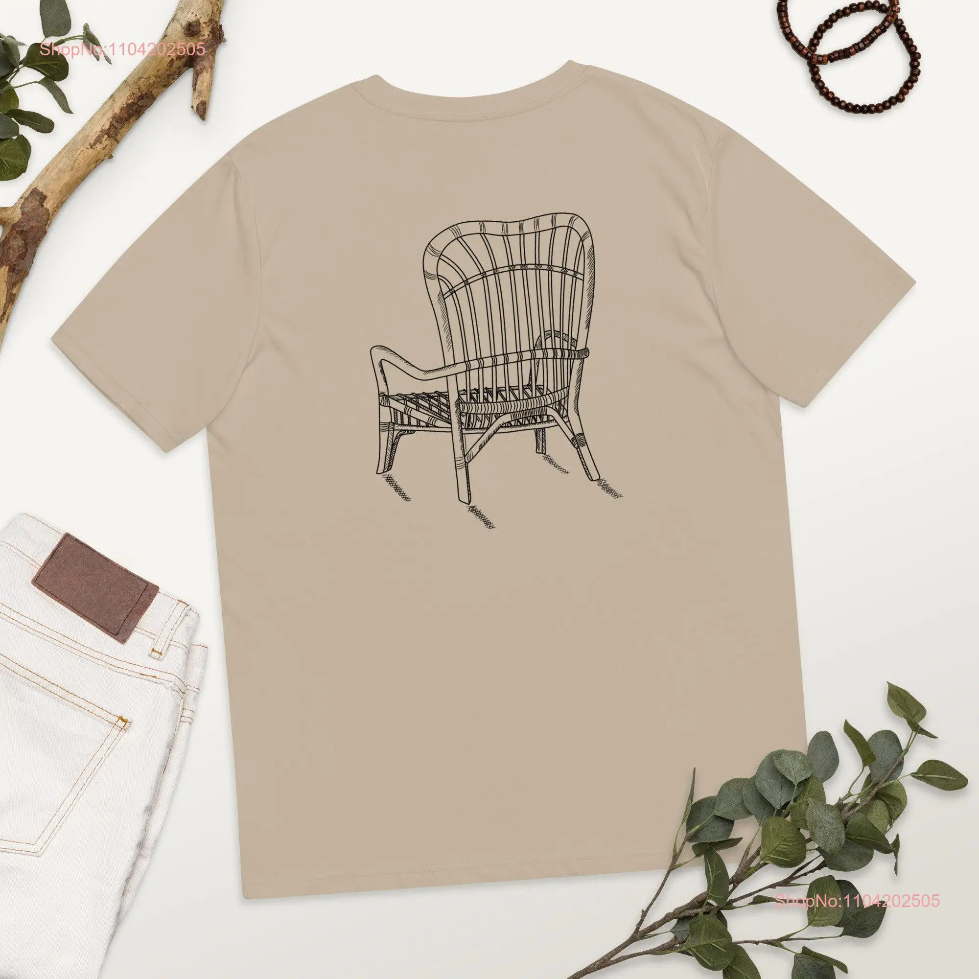 Rusty Hook origins series 3 Wicker Chair organic cotton t shirt with unique design long or short sleeves