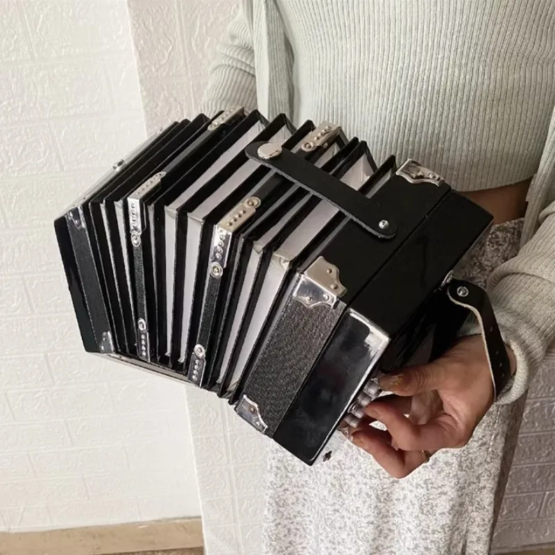 Hexagonal Accordion Anglo English Style 20 Keys Pure Black Push-Pull Distinctive Sound
