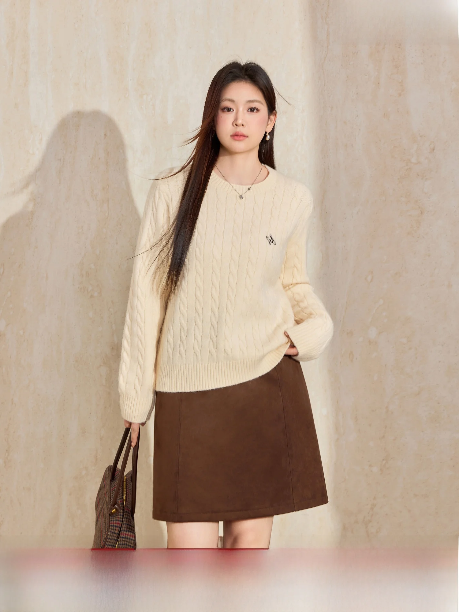 

Soft Cozy Women's Knitted Sweater Casual Sle Inner Wear Twist Design Winter New Arrival Warm Base Layer Top Blue Language