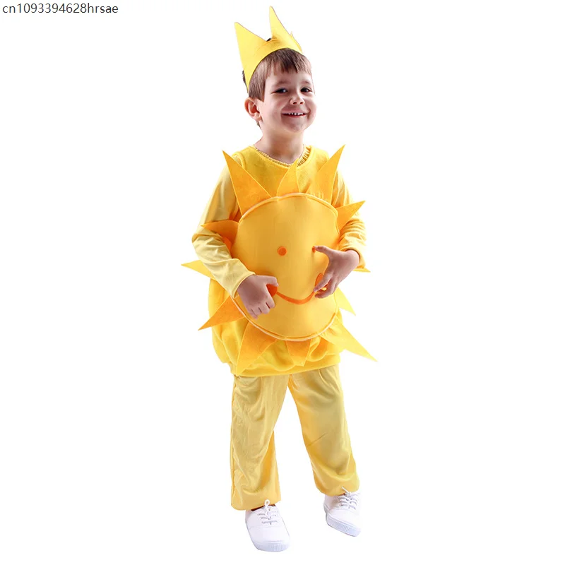 

Baby Summer Sun Costume Cute Cartoon Smiling Sun Fancy Dress Up Boys Girls Sun Goddess Cosplay For Halloween Purim Performance