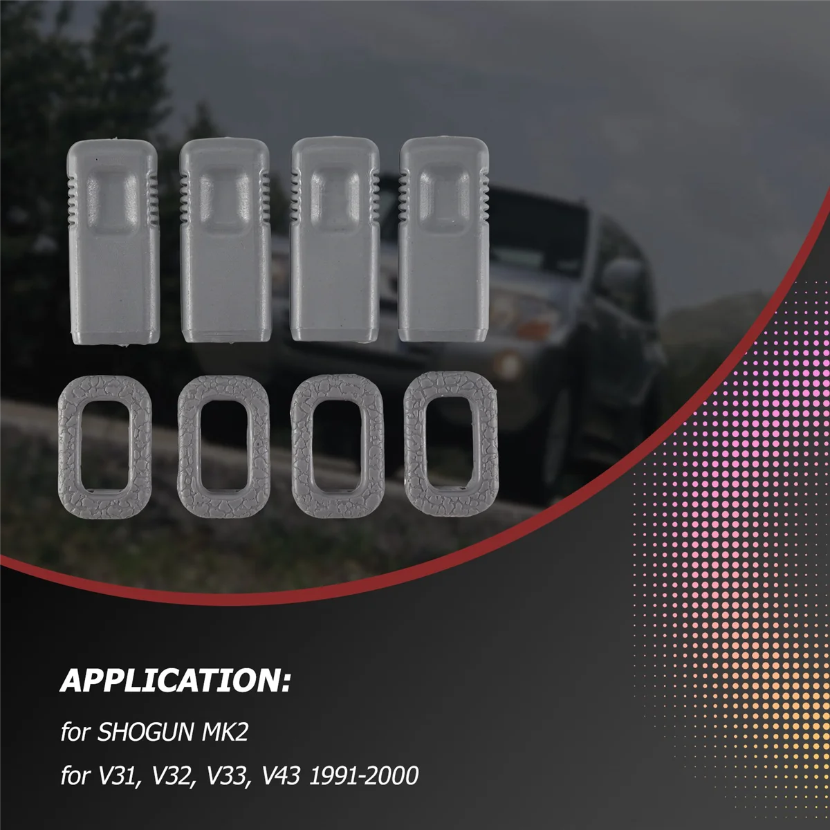 4 Set Set tappo perno serratura porta + supporto per Mitsubishi Pajero Montero V31 V32 V33 V43 SHOGUN MK2 MB 774548   MB 775216