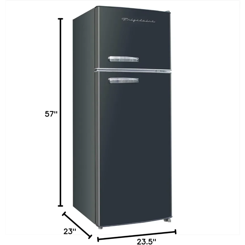 ثلاجة بحجم شقة ببابين مع فريزر، مقبض كروم قديم، قدم مكعب، سلسلة بلاتينية، ستانلس ستيل، 7.5، فضي