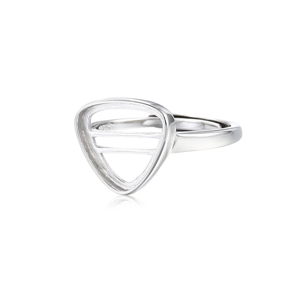 

Ring Blank (11x11mm Triangle Blank) Adjustable Sterling Silver White Gold Plated 925 Silver Ring Base