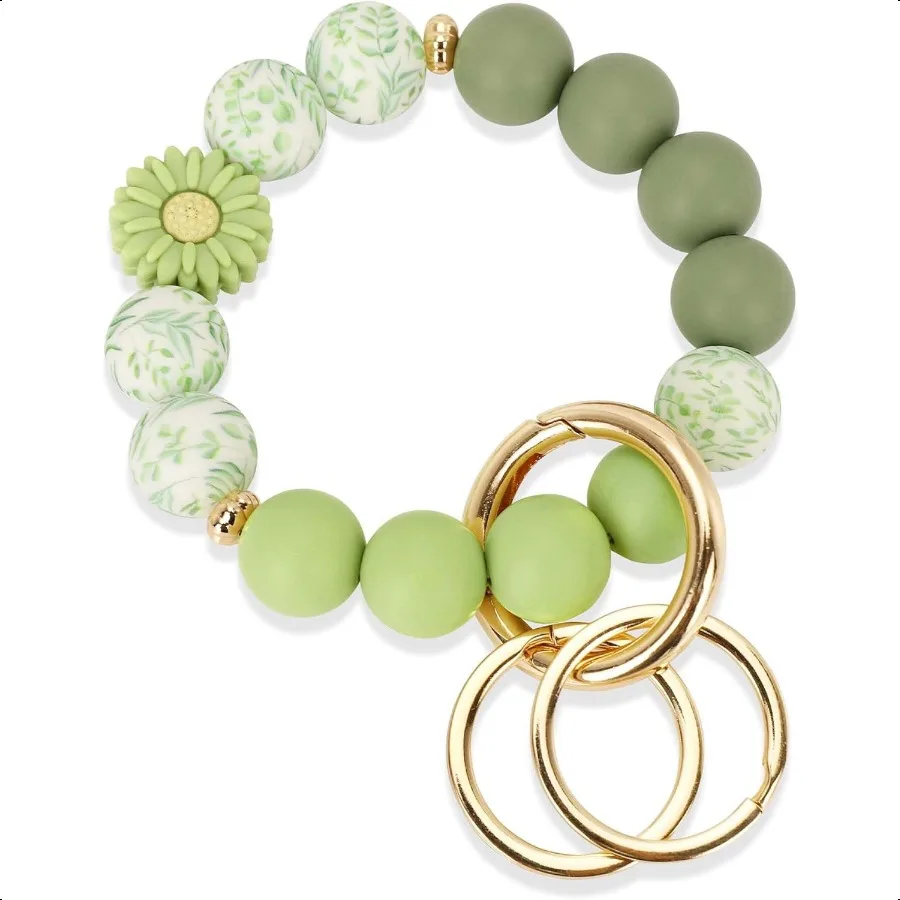 سيليكون حلقة رئيسية سوار لطيف المفاتيح السوار مع 2 حلقات المفاتيح مرونة حامل مفتاح السيارة الإسورة للنساء