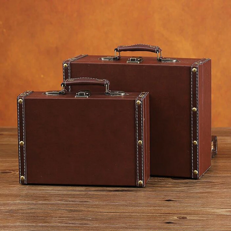 

European Style Luxury Retro Wooden Treasure Handheld Box Storage Case Jewelry Suitcase Clothing Store Display Shooting Props