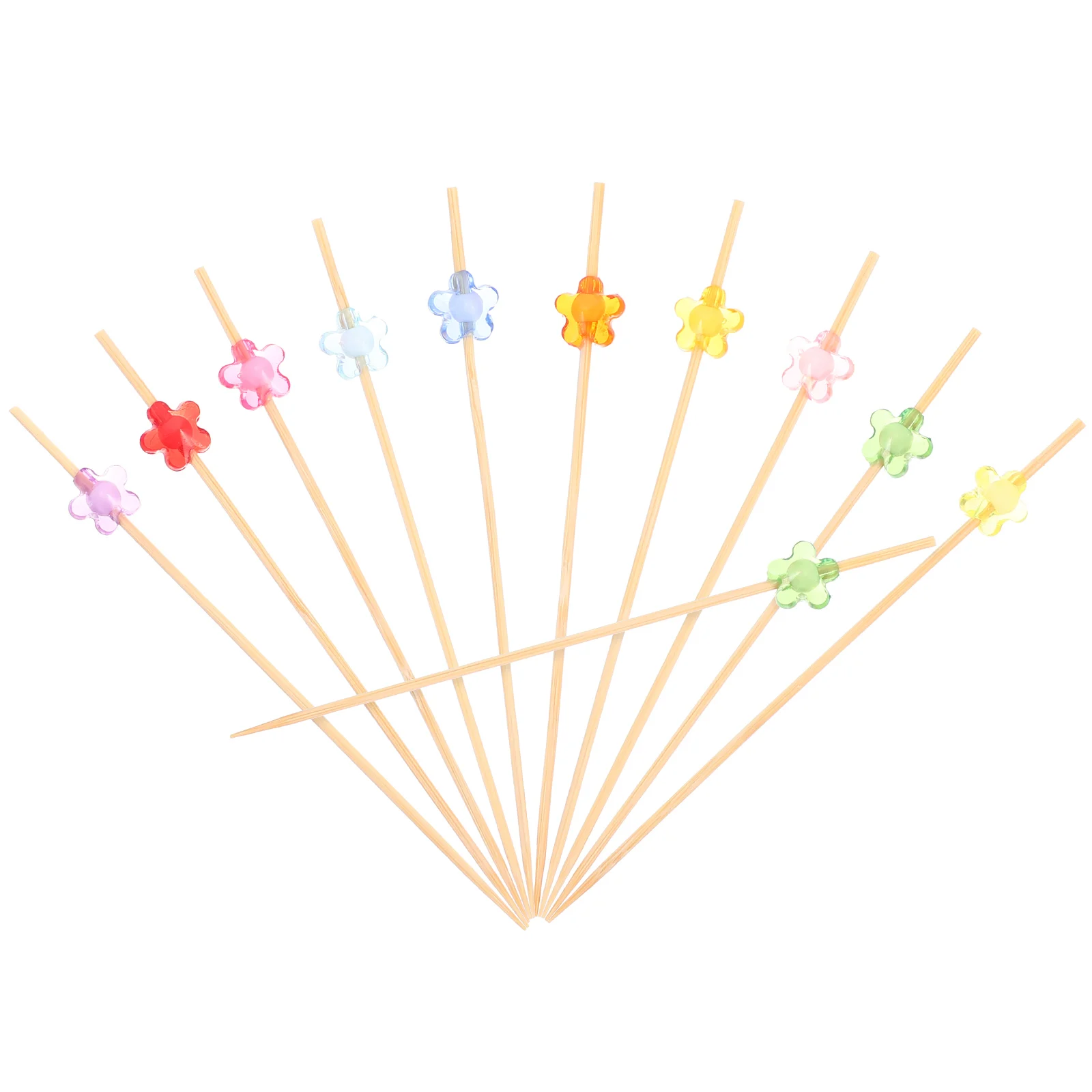 

100 Pcs Fruit Pick Set Decorative Pink Sticks Skewer Cocktail Bamboo Food Picks Dessert