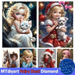 Mosaic Cross Stitch Kits Lovely Girl Boy And Horse Fairy Dust Dog 5D DIY Diamond Painting Embroidery Full Rhinestone Kids Gifts