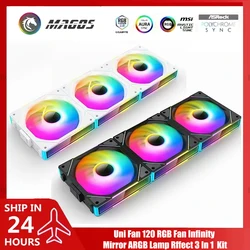 Uni Fan 120 RGB Infinity Mirror ARGB Lamp Effect 3 In 1 Cableless Forword / Reverse Blade MB AURA SYNC Silent Mute Case Cooler