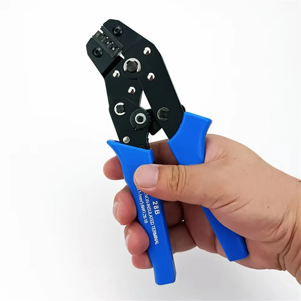 Crimping Tool with Ratchet, Ratcheting Wire Crimper Tool for Open Barrel Terminal Connectors,Crimping Pliers for 28-18 AWG