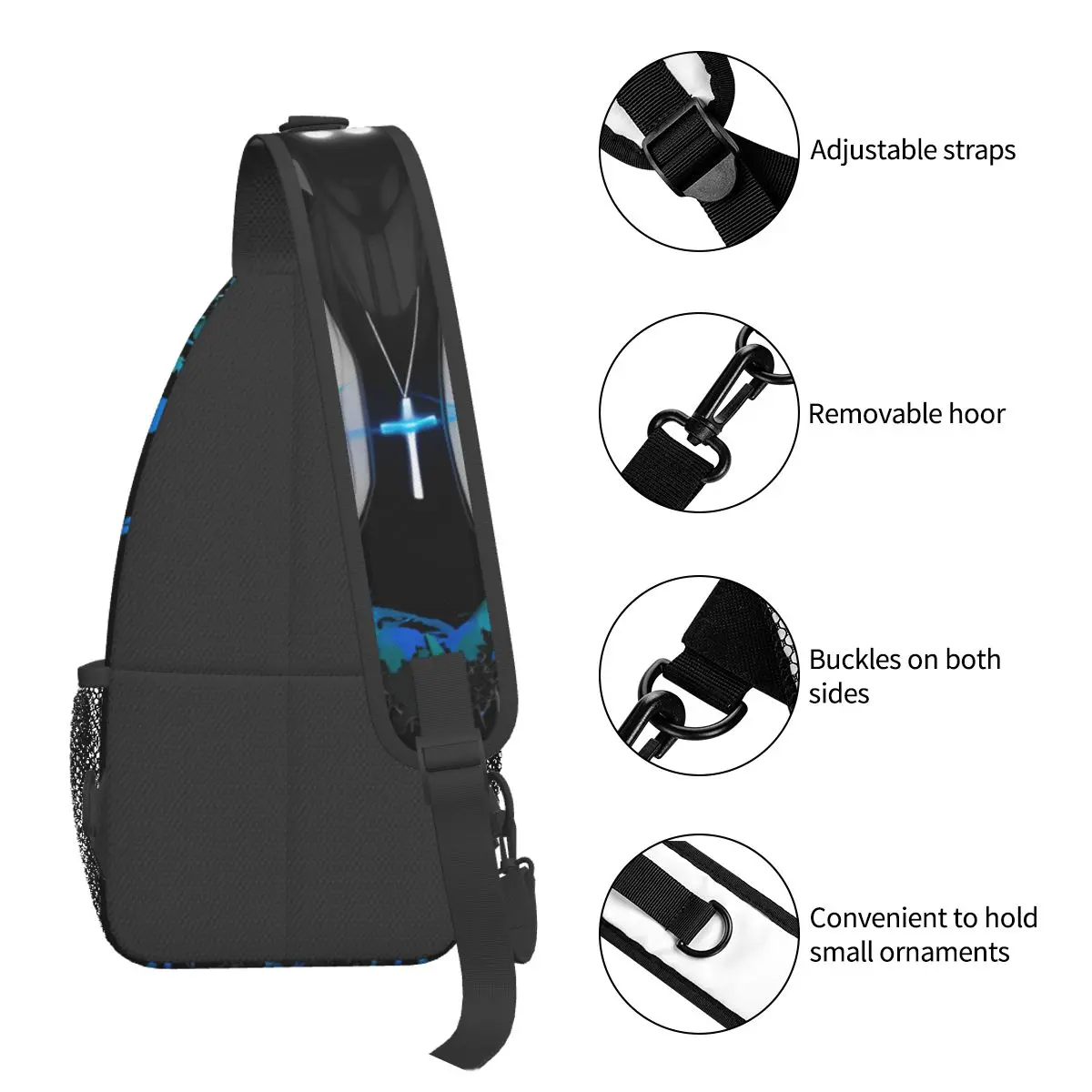 Priest - Blue Small Sling Bags, Chest Crossbody Backpack, Outdoor Sports Daypacks, Anime Hellsing, Manga, Vampire Casual Bag