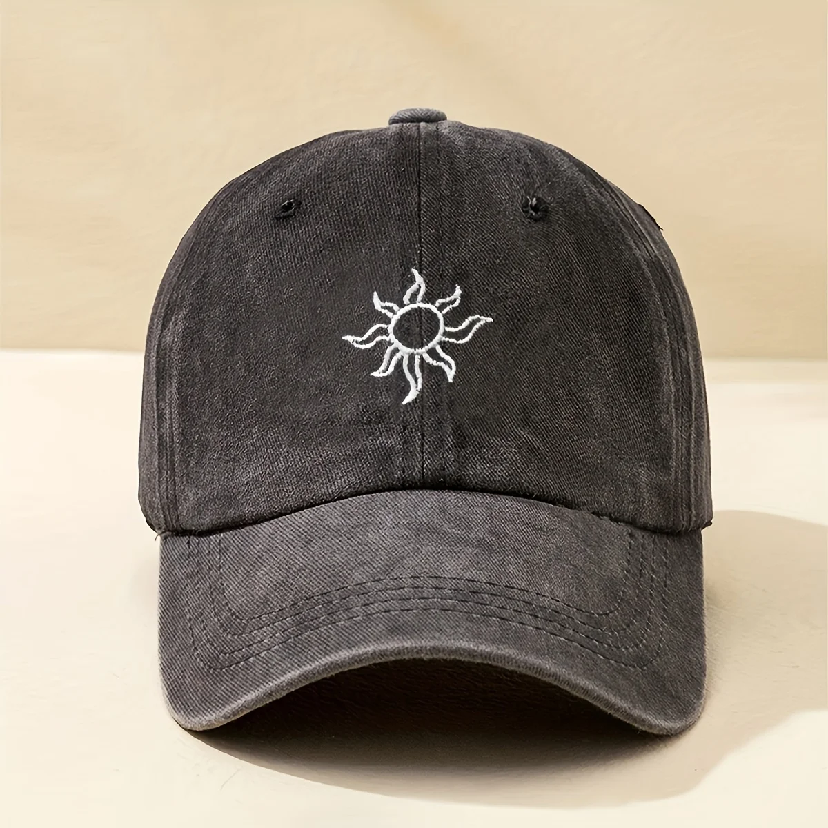 

1 Unisex Y2K Style Embroidered Sunflower Washed Baseball Cap for Outdoor Sports and Daily Commuting