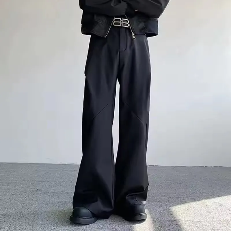 Male Pants Split Pleated Diamond Shaped Loose Casual Suit Trousers Wide Leg Threedimensional Men's Wear Winter New