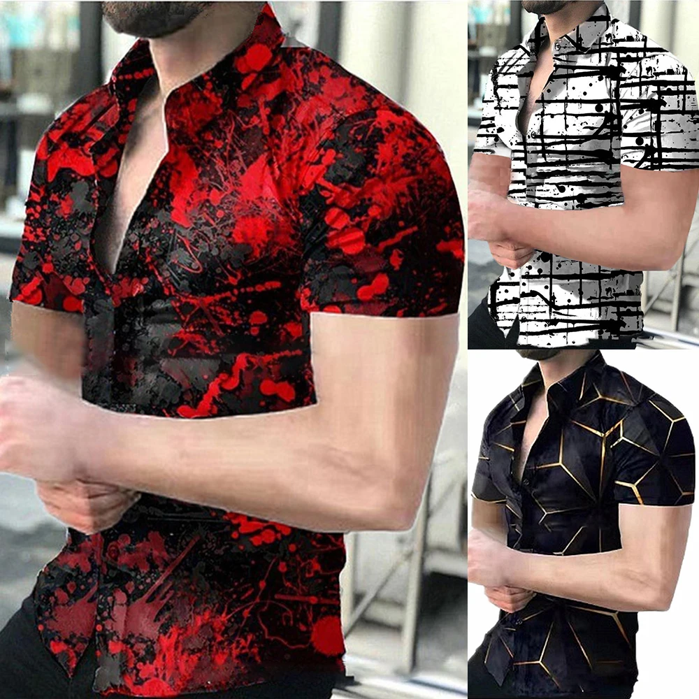 Sale Comfortable New Practical Mens T-Shirt Tee Top Soft Summer Breathable Button-Up Casual Multicolor Polyester