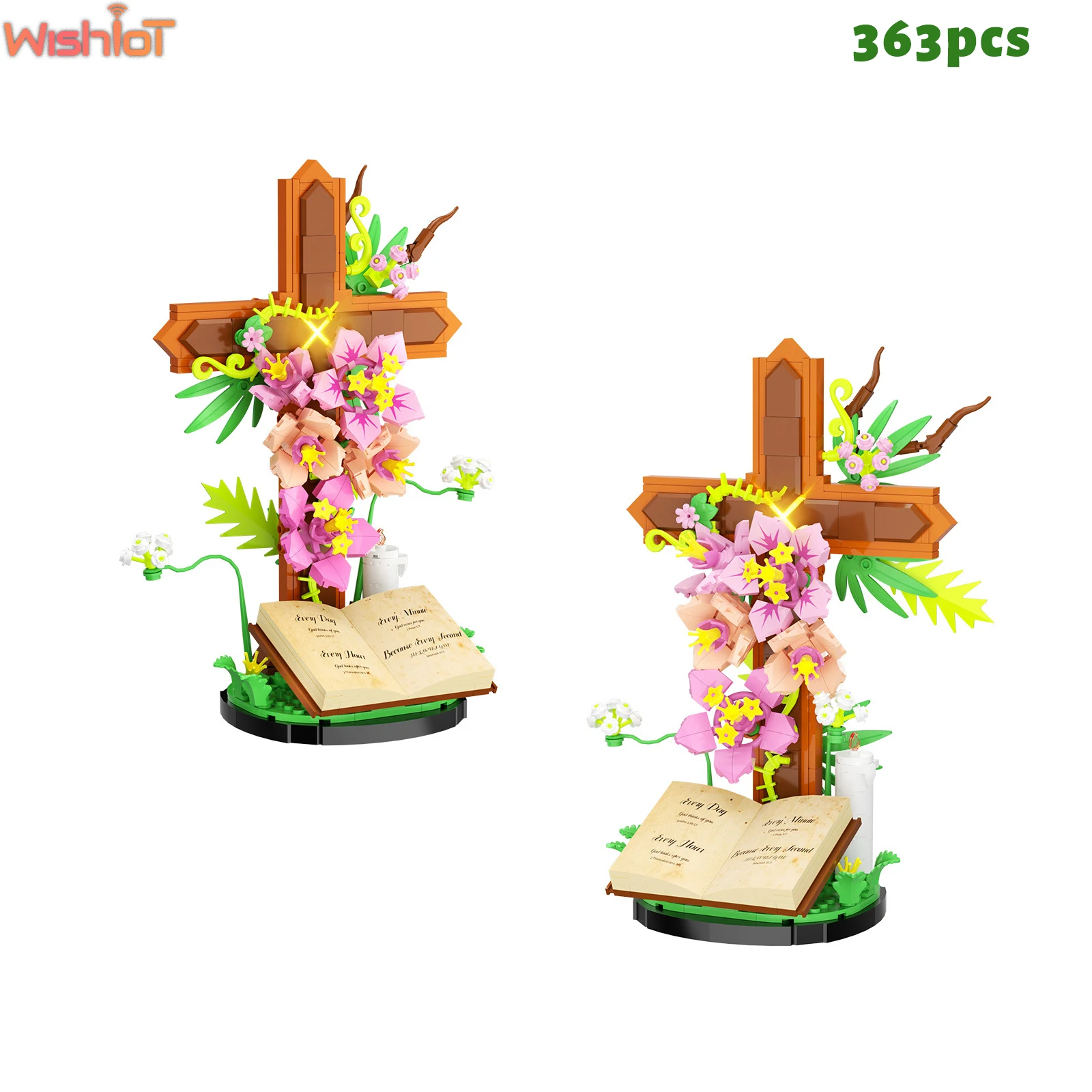 363 قطعة الصليب الأزهار مع قاعدة الكتاب اللبنات زهرة نموذج ديكور المنزل الحلي الجمعية جمع اللعب MOC الهدايا الإبداعية #1