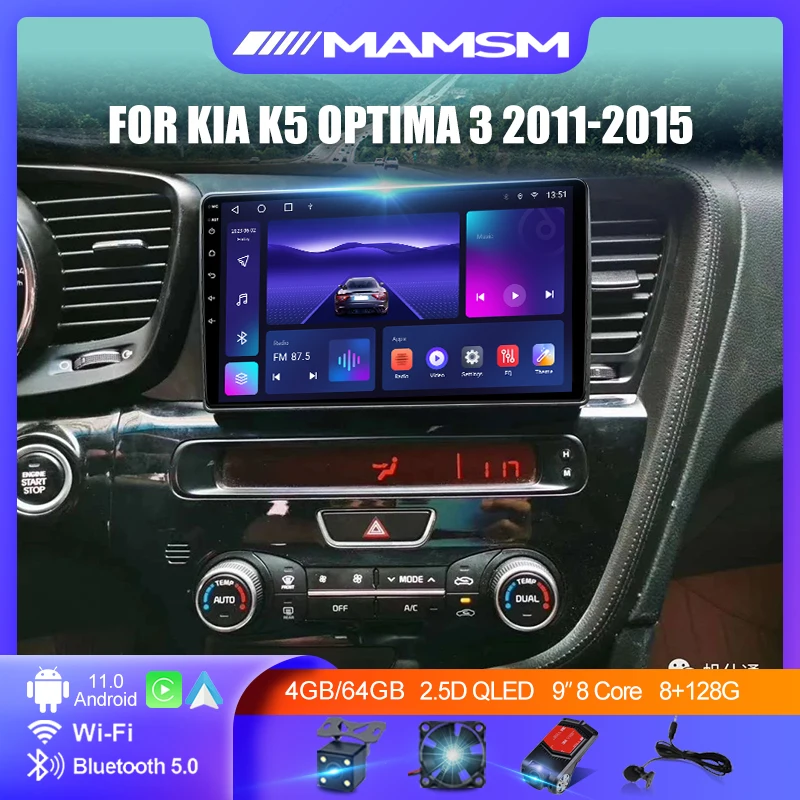 MAMSM Car Radio For Kia Optima 3 K5 TF T 2011 2012 2013 2014 2015 Carplay Car Multimedia Radio WiFi+4G DSP Stereo GPS Navigation
