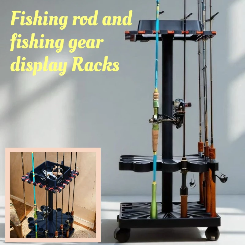Household Adjustable Floor-standing Fishing Rods Display Racks Multi-functional Fishing Gear Storage Racks Pulley Rack Tackle