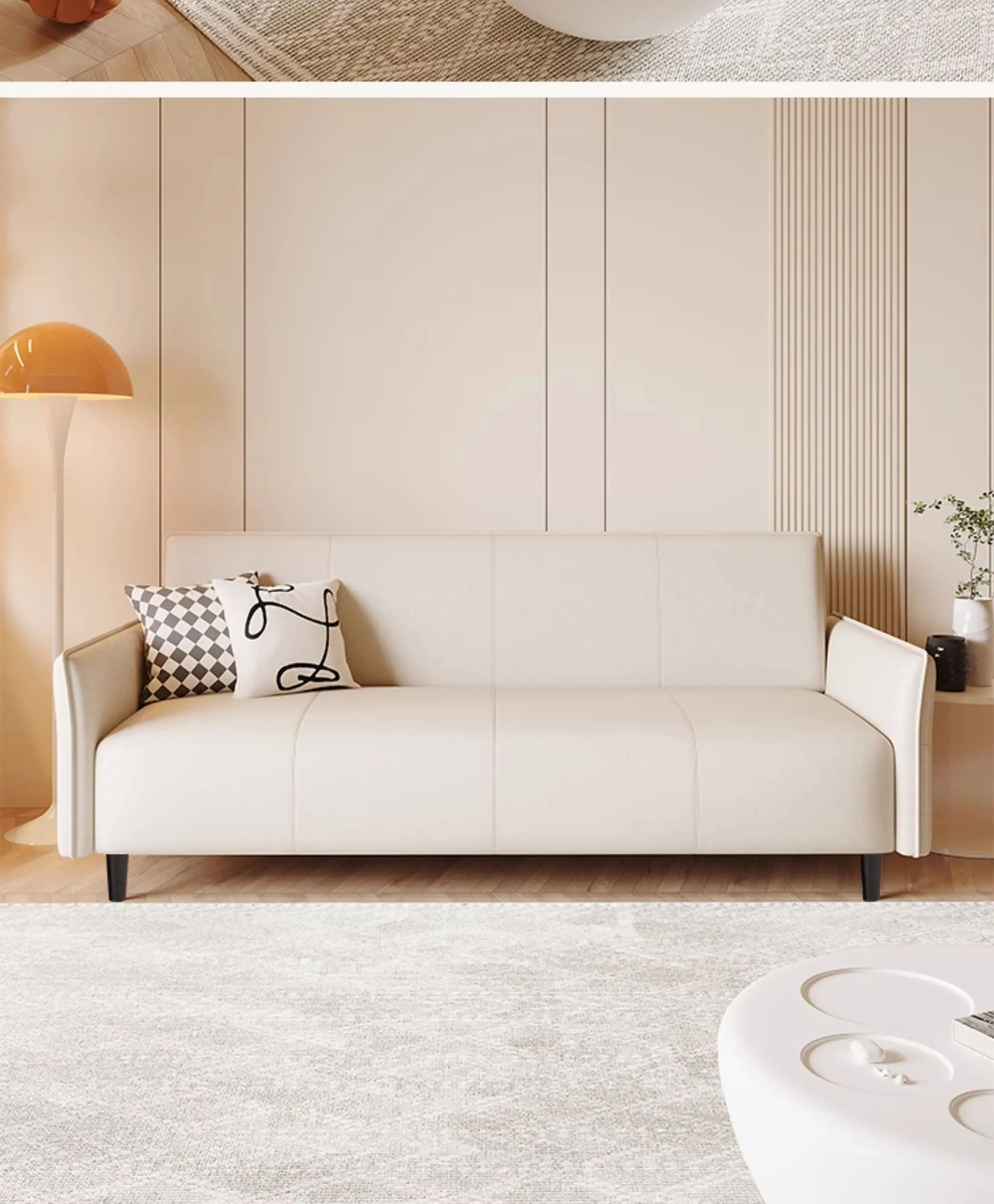 

Light luxury French cream style living room Modern simple small rental apartment clothing store reception sofa