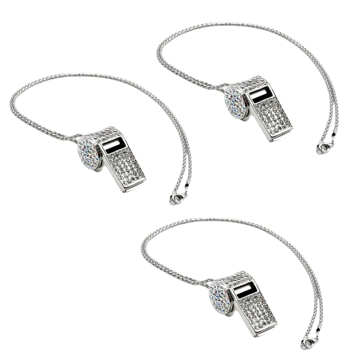 

Silver Necklace Style, Exquisite Diamond-Encrusted Referee Whistle, Cute Rhinestone Whistle, Metal Whistle