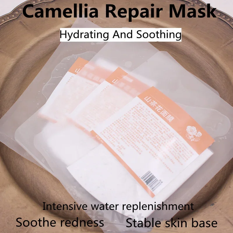 10pcs 30ml/pc Camellia Facial Mask Moisturizing Replenishment Relieving Repairing Sensitive Brighten Skin Tone