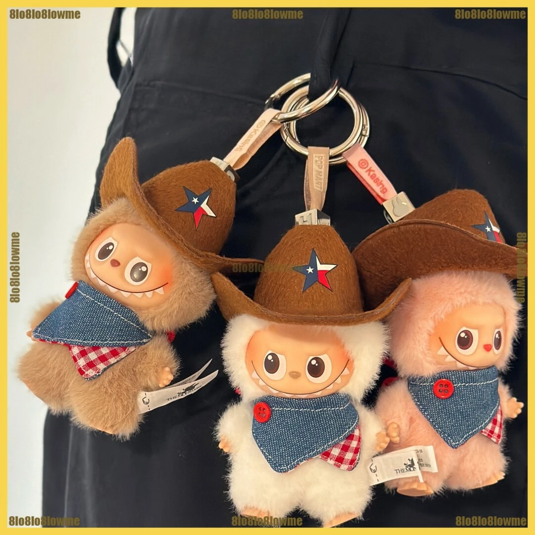 

Одежда для Labubu 4,0, милая ковбойская кепка West, нагрудник, комплект из 2 предметов, мини-плюшевая кукла, одежда, модные аксессуары для кукол, подарок