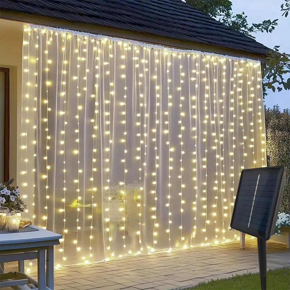 

Valentine's Day Wedding Party Decoration 3/6M Fairy Lights Garland Garden Decor LED Solar Curtain Lights String EID Mubarak