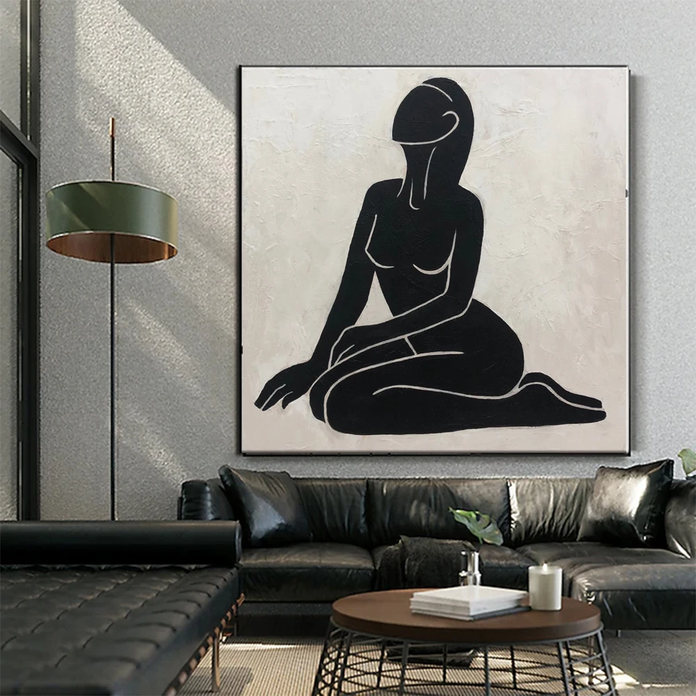 

Hand Painted Oil Paintings Nudes Painting on Canvas for decoration Nude Woman Paintings Black and White Art Decorative Paintings