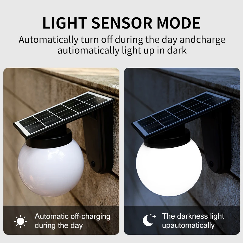 Solar Wall Lights Outdoor Adjustable Brightness Color IP65 Waterproof Solar Bulb Light for Garden Yard Gate and Pathway Lighting